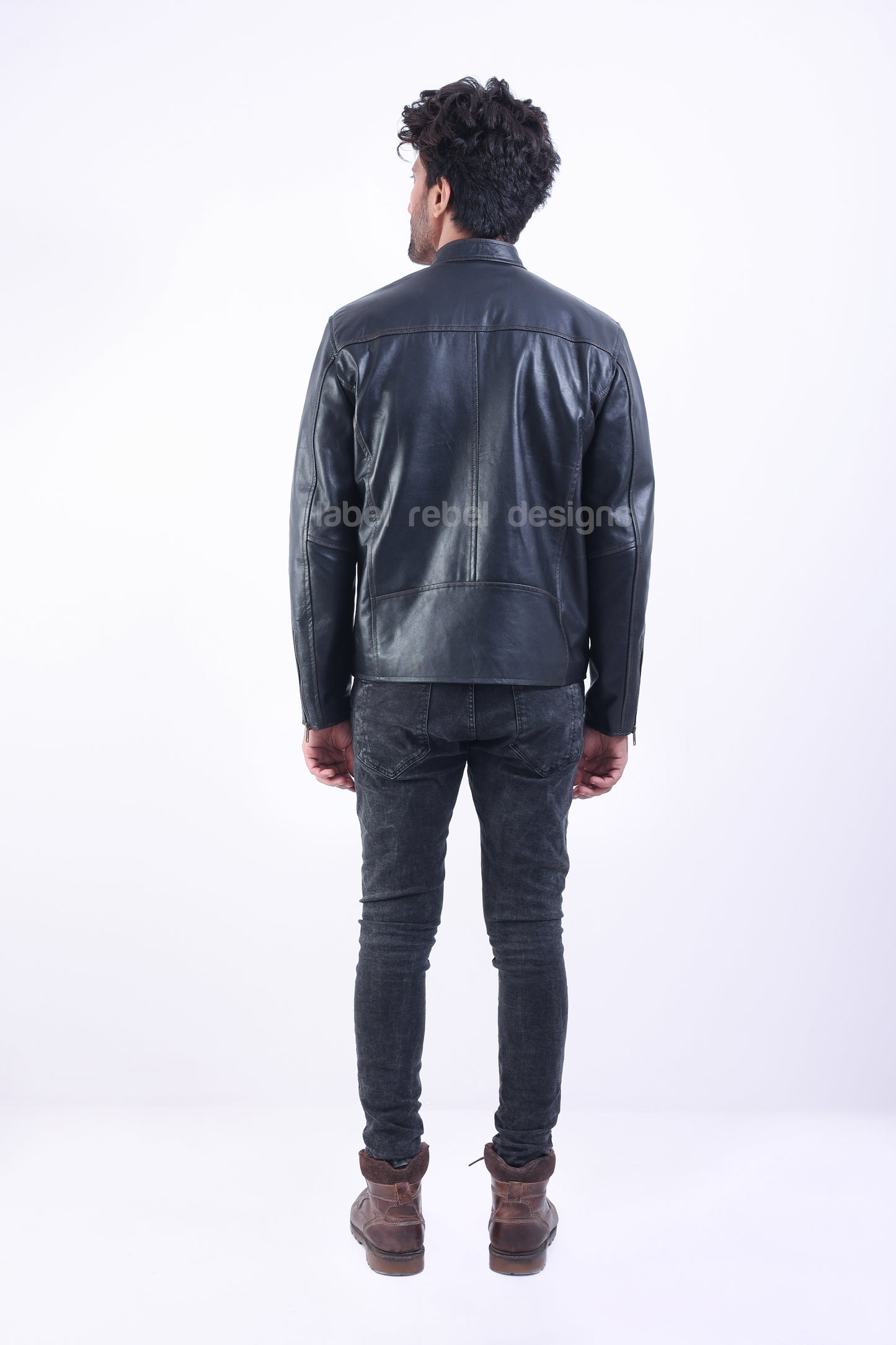 Men's Distressed Black Leather Jacket