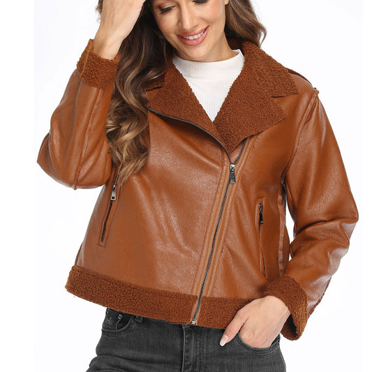 women-brown-shearling-jacket