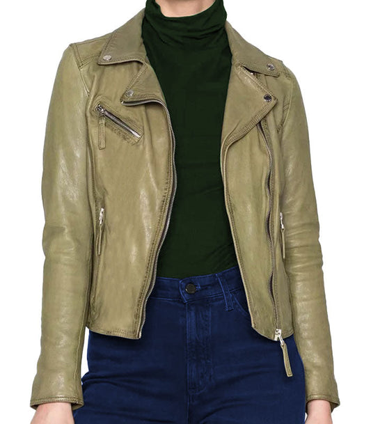 Women's Oakwood Olive Green Leather Jacket