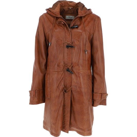 Women Hooded Leather Coat