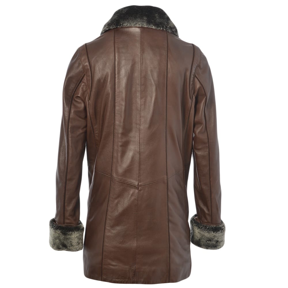 Women Shearling Brown Leather Coat